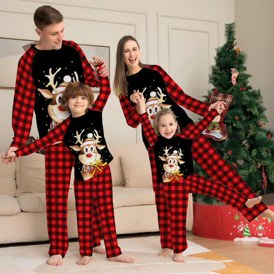 Familjens Ren Print Jul Pyjamas Set